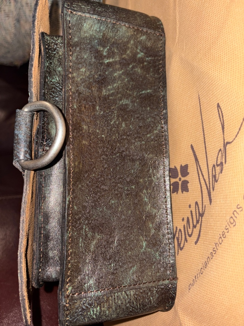 Patricia Nash IIina Turquoise Tooled Leather Floral Crossbody Bag - Picture 7 of 9